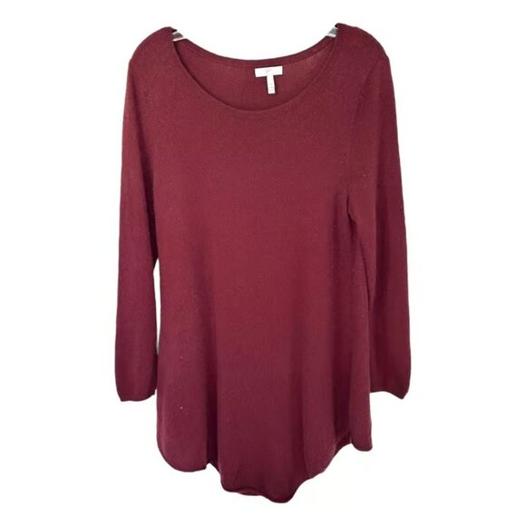 Joie Medium Sweater Wool Cashmere Blend Tunic Long Sleeve Burgundy Fall - Picture 1 of 3